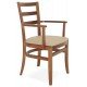 CADEIRA DE MADEIRA SOFIE EM TAUARI AMENDOA COM BRACOS E ESTOFADO BEGE TRAMONTINA