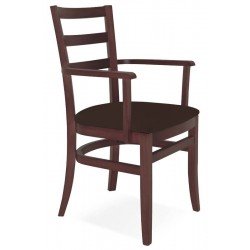 CADEIRA DE MADEIRA SOFIE EM TAUARI TABACO COM BRACOS E ESTOFADO CAFE TRAMONTINA