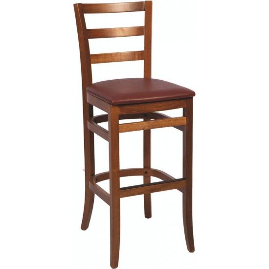 BANCO ALTO DE MADEIRA SEM BRACOS PARIS SOFIE AMENDOA COM ESTOFADO VINHO TRAMONTINA