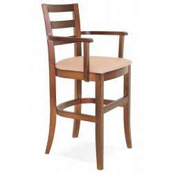 CADEIRA DE MADEIRA INFANTIL PARIS SOFIE AMENDOA COM BRACOS E ESTOFADO BEGE TRAMONTINA