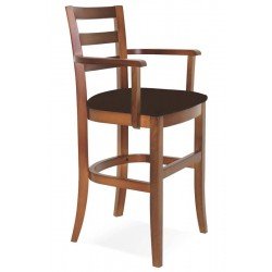 CADEIRA DE MADEIRA INFANTIL PARIS SOFIE AMENDOA COM BRACOS E ESTOFADO CAFE TRAMONTINA