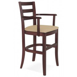 CADEIRA DE MADEIRA INFANTIL PARIS SOFIE TABACO COM BRACOS E ESTOFADO BEGE TRAMONTINA