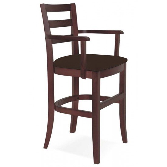 CADEIRA DE MADEIRA INFANTIL PARIS SOFIE TABACO COM BRACOS E ESTOFADO CAFE TRAMONTINA