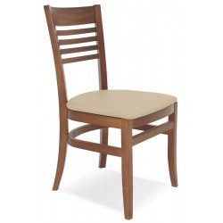 CADEIRA DE MADEIRA MARIE EM TAUARI AMENDOA SEM BRACOS COM ESTOFADO BEGE TRAMONTINA