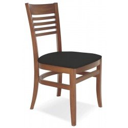 CADEIRA DE MADEIRA MARIE EM TAUARI AMENDOA SEM BRACOS COM ESTOFADO PRETO TRAMONTINA