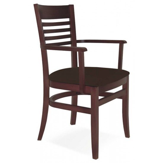 CADEIRA DE MADEIRA MARIE EM TAUARI TABACO COM BRACOS COM ESTOFADO CAFE TRAMONTINA