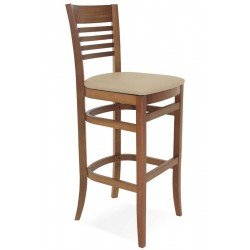 BANCO ALTO DE MADEIRA SEM BRACOS PARIS MARIE AMENDOA COM ESTOFADO BEGE TRAMONTINA