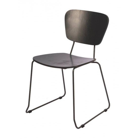 CADEIRA DE MADEIRA BARCELONA EM MULTILAMINADO AMENDOA ESTRUTURA EM ACO ACABAMENTO GRAFITE TRAMONTINA