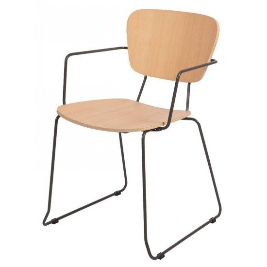 CADEIRA DE MADEIRA BARCELONA EM MULTILAMINADO NATURAL ESTR EM ACO ACAB GRAFITE CBRACOS TRAMONTINA