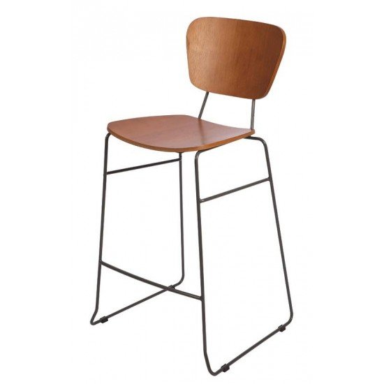 BANCO ALTO DE MADEIRA BARCELONA EM MULTILAMINADO AMENDOA ESTR EM ACO ACAB GRAFITE TRAMONTINA