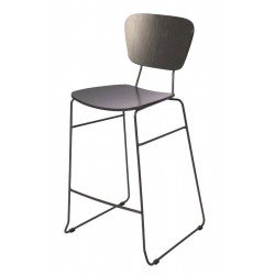 BANCO ALTO DE MADEIRA BARCELONA EM MULTILAMINADO GRAFITE ESTR EM ACO ACAB GRAFITE TRAMONTINA