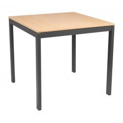 MESA QUADRADA BARCELONA EM MULTILAMINADO NATURAL CPERNAS EM ACO ACABAMENTO GRAFITE 70 CM TRAMONTINA