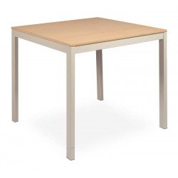 MESA QUADRADA BARCELONA EM MULTILAMINADO NATURAL CPERNAS EM ACO ACABAMENTO FENDI 70 CM TRAMONTINA