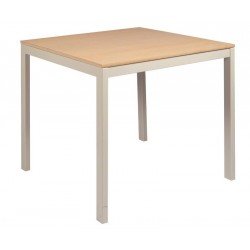 MESA QUADRADA BARCELONA EM MULTILAMINADO NATURAL CPERNAS EM ACO ACABAMENTO FENDI 80 CM TRAMONTINA