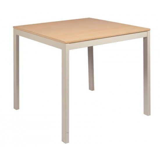 MESA QUADRADA BARCELONA EM MULTILAMINADO NATURAL CPERNAS EM ACO ACABAMENTO FENDI 80 CM TRAMONTINA