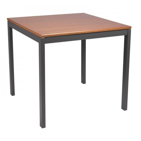 MESA QUADRADA BARCELONA EM MULTILAMINADO AMENDOA CPERNAS EM ACO ACABAMENTO GRAFITE 80 CM TRAMONTINA