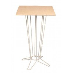 MESA QUADRADA BISTRÔ BARCELONA EM MULTILAMINADO NATURAL C BASE EM ACO ACAB FENDI 60 CM TRAMONTINA