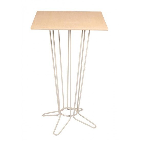 MESA QUADRADA BISTRÔ BARCELONA EM MULTILAMINADO NATURAL C BASE EM ACO ACAB FENDI 60 CM TRAMONTINA