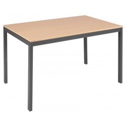 MESA RETANGULAR BARCELONA EM MULTILAMINADO NATURAL C BASE EM ACO ACAB GRAFITE 120X80 CM TRAMONTINA