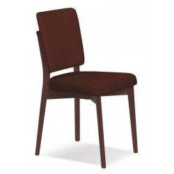 CADEIRA DE MADEIRA BERLIM EM TAUARI TABACO CASSENTO E ENCOSTO ESTOFADO CAFE SEM BRACOS TRAMONTINA