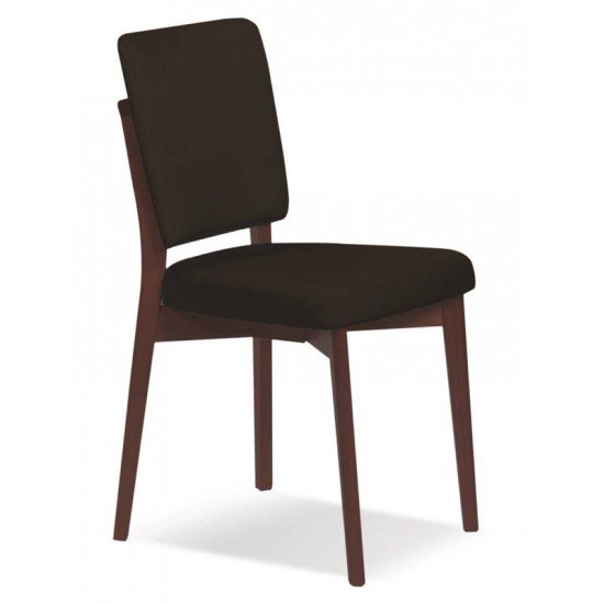 CADEIRA DE MADEIRA BERLIM EM TAUARI TABACO CASSENTO E ENCOSTO ESTOFADO PRETO SEM BRACOS TRAMONTINA