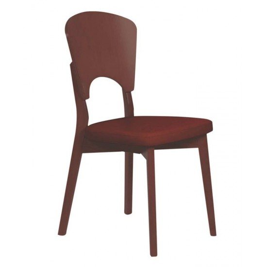 CADEIRA DE MADEIRA OSLO EM TAUARI TABACO COM ASSENTO ESTOFADO CAFE SEM BRACOS TRAMONTINA