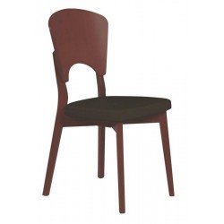 CADEIRA DE MADEIRA OSLO EM TAUARI TABACO COM ASSENTO ESTOFADO PRETO SEM BRACOS TRAMONTINA