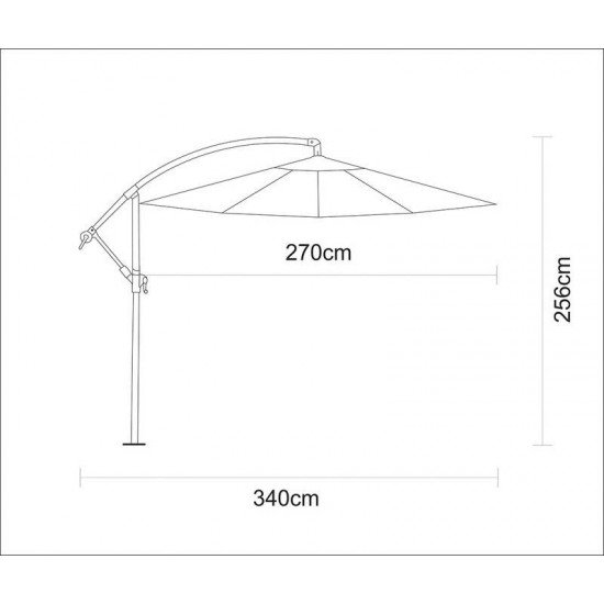 OMBRELONE LATERAL TRAMONTINA EM AÇO E POLIÉSTER VERDE SEM BASE 2,7M