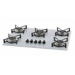 FOGAO COOKTOP FISCHER 5Q GAS MESA VIDRO - BRANCO