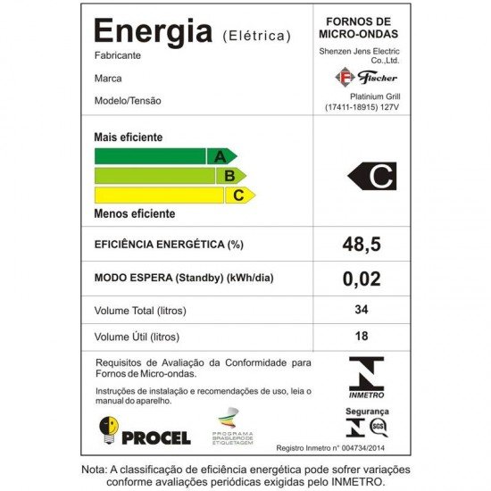 FORNO MICRO-ONDAS FISCHER PLATINIUM GRILL DE EMBUTIR 35L