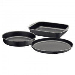 JOGO DE ASSADEIRAS TRAMONTINA BRASIL EM ALUMÍNIO COM REVESTIMENTO INTERNO E EXTERNO EM ANTIADERENTE STARFLON MAX GRAFITE 03 PEÇAS