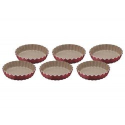 CONJUNTO FORMAS TORTINHAS 6 PEÇAS BRASIL VERMELHO ALUMINIO COM REVESTIMENTO ANTIADERENTE TRAMONTINA