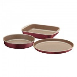 JOGO DE ASSADEIRAS TRAMONTINA BRASIL EM ALUMÍNIO COM REVESTIMENTO INTERNO E EXTERNO EM ANTIADERENTE STARFLON MAX VERMELHO 03 PEÇAS