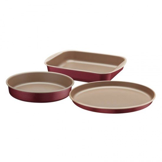 JOGO DE ASSADEIRAS TRAMONTINA BRASIL EM ALUMÍNIO COM REVESTIMENTO INTERNO E EXTERNO EM ANTIADERENTE STARFLON MAX VERMELHO 03 PEÇAS