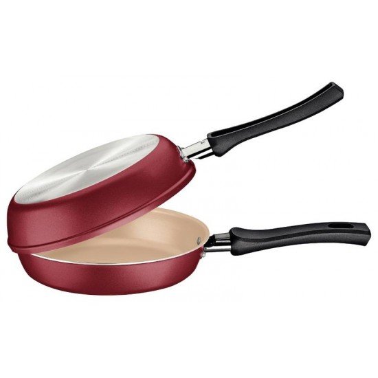 OMELETEIRA TRAMONTINA NAPOLI EM ALUMÍNIO COM REVESTIMENTO INTERNO E EXTERNO EM ANTIADERENTE STARFLON MAX VERMELHO 20 CM