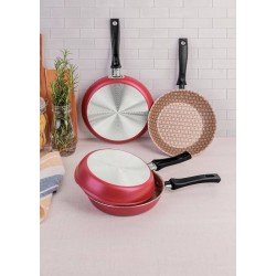 OMELETEIRA TRAMONTINA LORETO EM ALUMÍNIO COM REVESTIMENTO INTERNO E EXTERNO EM ANTIADERENTE STARFLON MAX VERMELHO 20 CM