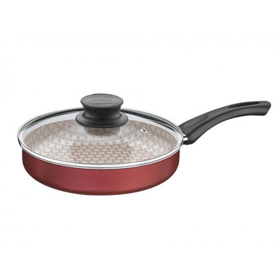 FRIGIDEIRA RETA COM TAMPA 24CM PARIS VERMELHO ALU COM REVESTIMENTO ESTIMENTO ANTIADERENTE TRAMONTINA