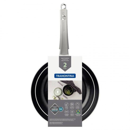 JOGO DE FRIGIDEIRAS TRAMONTINA EM ALUMÍNIO COM REVESTIMENTO INTERNO EM STARFLON PREMIUM E EXTERNO SILICONADO VERDE 02 PEÇAS