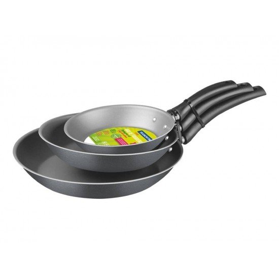 JOGO DE FRIGIDEIRAS 3 PC TURIM CINZA SORTIDOS DE ALU COM REVES ESTIMENTO ANTIADERENTE TRAMONTINA