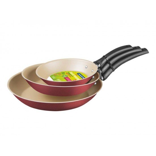 JOGO DE FRIGIDEIRAS 3 PCS TURIM VERMELHO SORTIDOS DE ALU COMREVESTIMENTO ANTIADERENTE TRAMONTINA