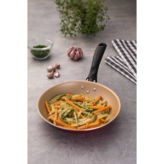 FRIGIDEIRA TRAMONTINA TURIM EM ALUMÍNIO COM REVESTIMENTO INTERNO E EXTERNO EM ANTIADERENTE STARFLON MAX VERMELHA 20 CM 0,8 L