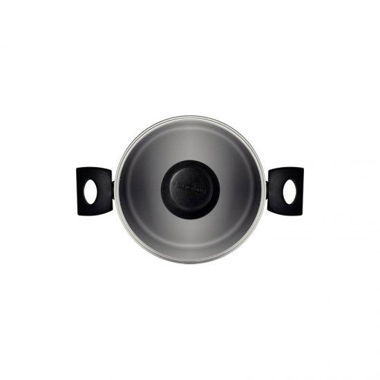 CAÇAROLA TRAMONTINA TURIM EM ALUMÍNIO COM REVESTIMENTO INTERNO E EXTERNO EM ANTIADERENTE STARFLON MAX CHUMBO 18 CM 2 L