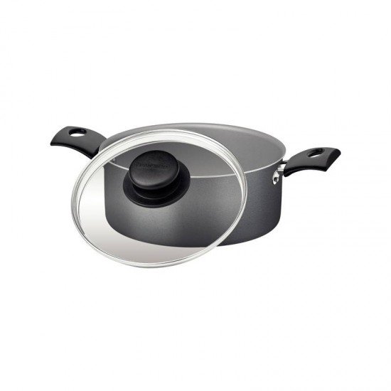 CAÇAROLA TRAMONTINA TURIM EM ALUMÍNIO COM REVESTIMENTO INTERNO E EXTERNO EM ANTIADERENTE STARFLON MAX CHUMBO 18 CM 2 L