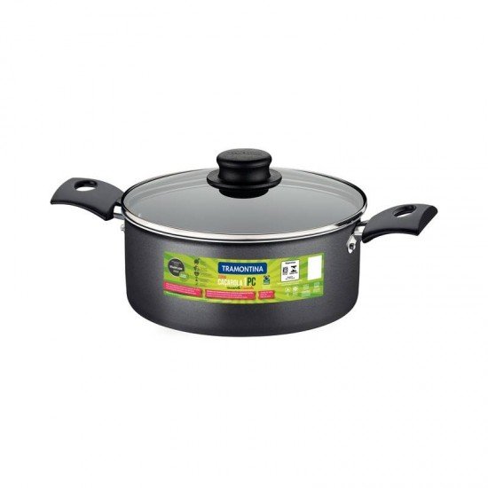 CAÇAROLA TRAMONTINA TURIM EM ALUMÍNIO COM REVESTIMENTO INTERNO E EXTERNO EM ANTIADERENTE STARFLON MAX CHUMBO 20 CM 2,8 L