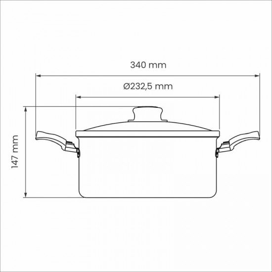 CAÇAROLA TRAMONTINA TURIM EM ALUMÍNIO COM REVESTIMENTO INTERNO E EXTERNO EM ANTIADERENTE STARFLON MAX CHUMBO 22 CM 3,7 L