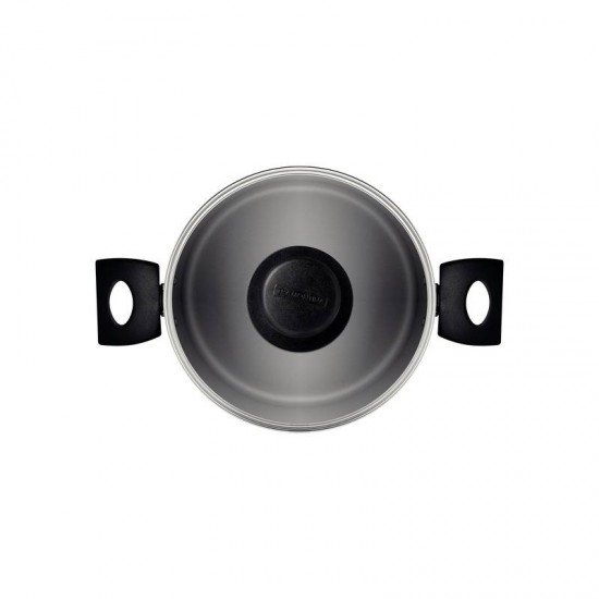 CAÇAROLA TRAMONTINA TURIM EM ALUMÍNIO COM REVESTIMENTO INTERNO E EXTERNO EM ANTIADERENTE STARFLON MAX CHUMBO 22 CM 3,7 L