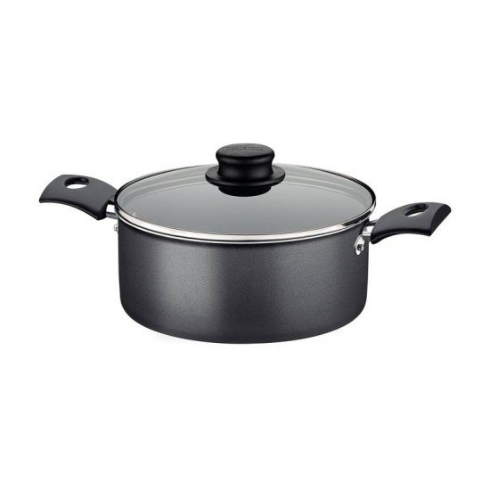 CAÇAROLA TRAMONTINA TURIM EM ALUMÍNIO COM REVESTIMENTO INTERNO E EXTERNO EM ANTIADERENTE STARFLON MAX CHUMBO 22 CM 3,7 L