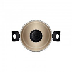 CAÇAROLA TRAMONTINA TURIM EM ALUMÍNIO COM REVESTIMENTO INTERNO E EXTERNO EM ANTIADERENTE STARFLON MAX VERMELHA 22 CM 3,7 L