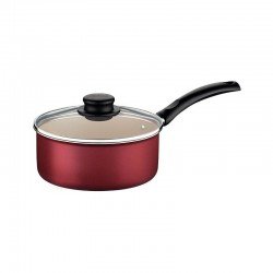 PANELA TRAMONTINA TURIM EM ALUMÍNIO COM REVESTIMENTO INTERNO E EXTERNO EM ANTIADERENTE STARFLON MAX VERMELHA 18 CM 2 L