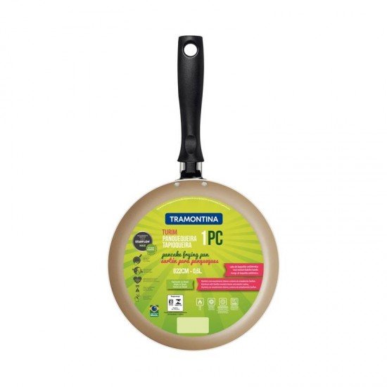 PANQUEQUEIRA TRAMONTINA TURIM EM ALUMÍNIO COM REVESTIMENTO INTERNO E EXTERNO EM ANTIADERENTE STARFLON MAX VERMELHA 22 CM 0,6 L